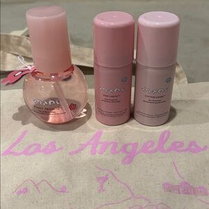 New MANE products tote: Pinky Promise hair mist, heat protectant, dry texturizer